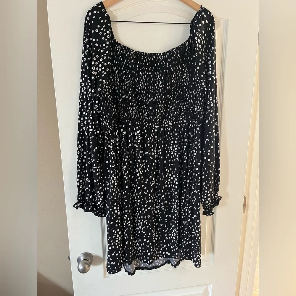 White Birch Black with Small white Dot Pattern Stretch midi length Size 3X - Picture 11 of 16